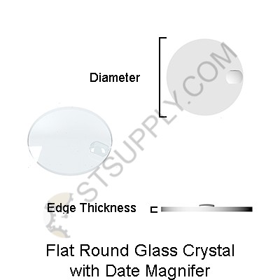Flat Round Glass Crystal with Date Magnifier