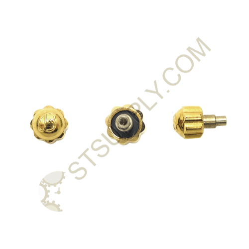 BREITLING SYTLE YELLOW PUSH SCREW DOWN CROWN 3.7MM TAP 10