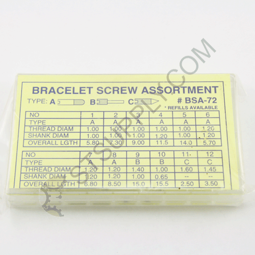 Bracelet Screws Assortment (72Pcs)
