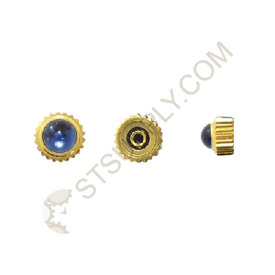 MOVADO STYLE LADIES YELLOW CROWN W/BLUE STONE 3.0MM TAP 10