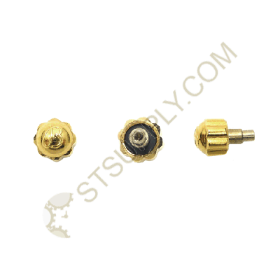 BREITLING SYTLE YELLOW PUSH SCREW DOWN CROWN 3.7MM TAP 10