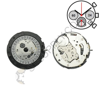 Miyota Movement 0S22 Date at 4:30 Angled