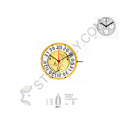 Ronda Movement 8040B Date at 12 ST Supply