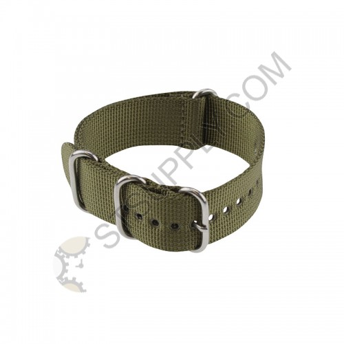 18MM OLIVE NYLON "NATO" HIGH POLISHED BUCKLE