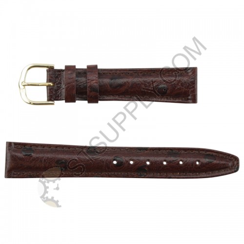 Dotted Ostrich Grain Leather Band 16 mm Brown