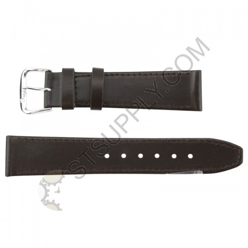 Plain Stitched Leather Band 22 mm Brown