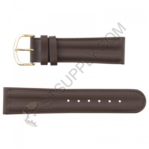 Double Padded Calf Leather Band 18 mm Brown