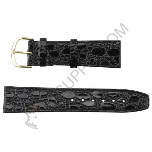 Crocodile Grain Leather Band 12 mm Black