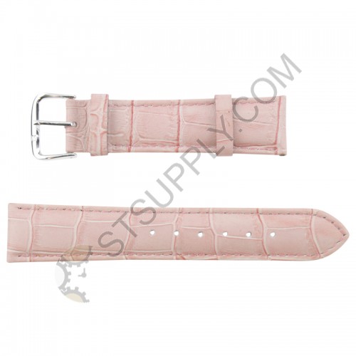 Padded Alligator Grain Leather Band 10 mm Pink