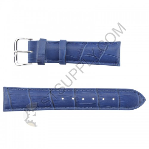 Padded Alligator Grain Leather Band 16 mm Blue