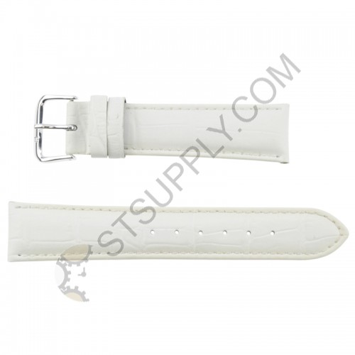 Padded Alligator Grain Leather Band 17 mm White