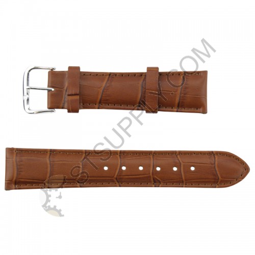 Padded Alligator Grain Leather Band 18 mm Brown