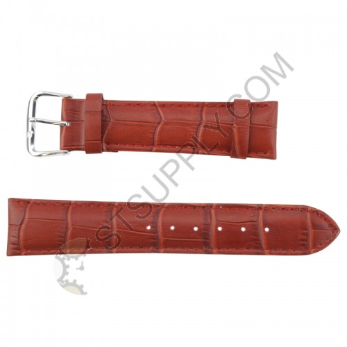 Padded Alligator Grain Leather Band 18 mm Red
