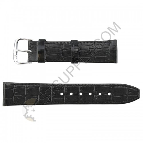 Nile Alligator Grain Leather Band 10 mm Black