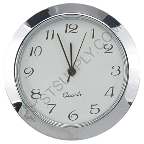 1-7/16" Clock Inserts - Silver Bezel White Arabic