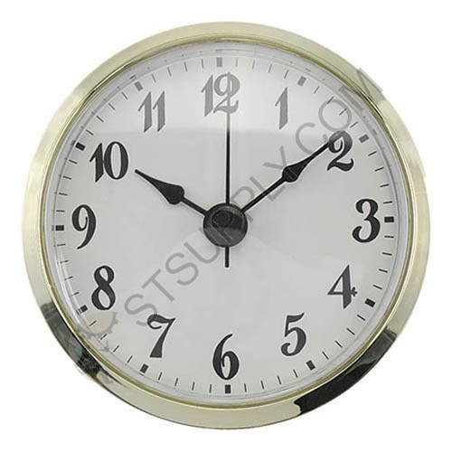 2-3/4" Clock Inserts - Gold Bezel White Arabic