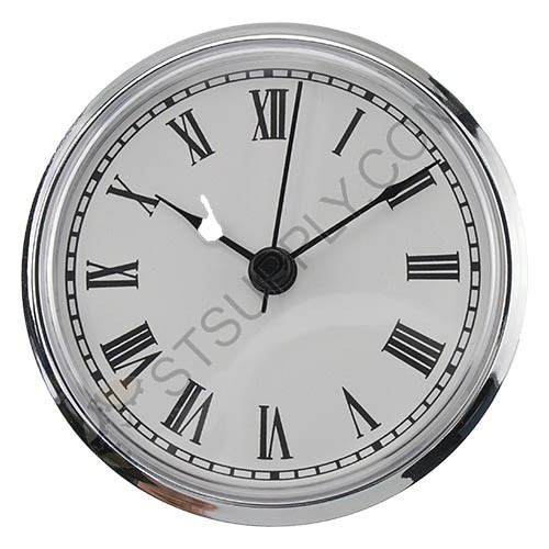 3-1/2" Clock Inserts - Silver Bezel White Roman