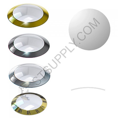 Concave Round Glass Crystal with Trim