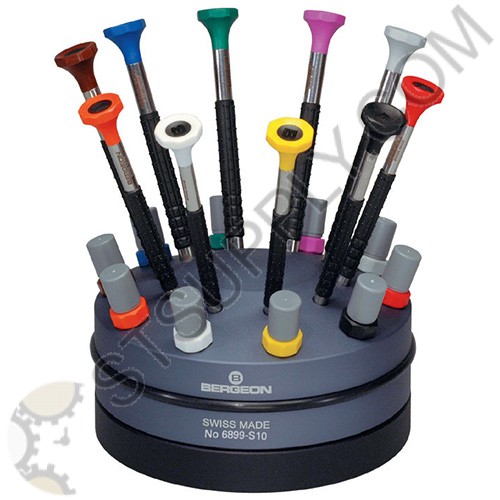 Bergeon 6899S10 Ergonomic Screwdriver Set with Stand Set of 10 ST Supply